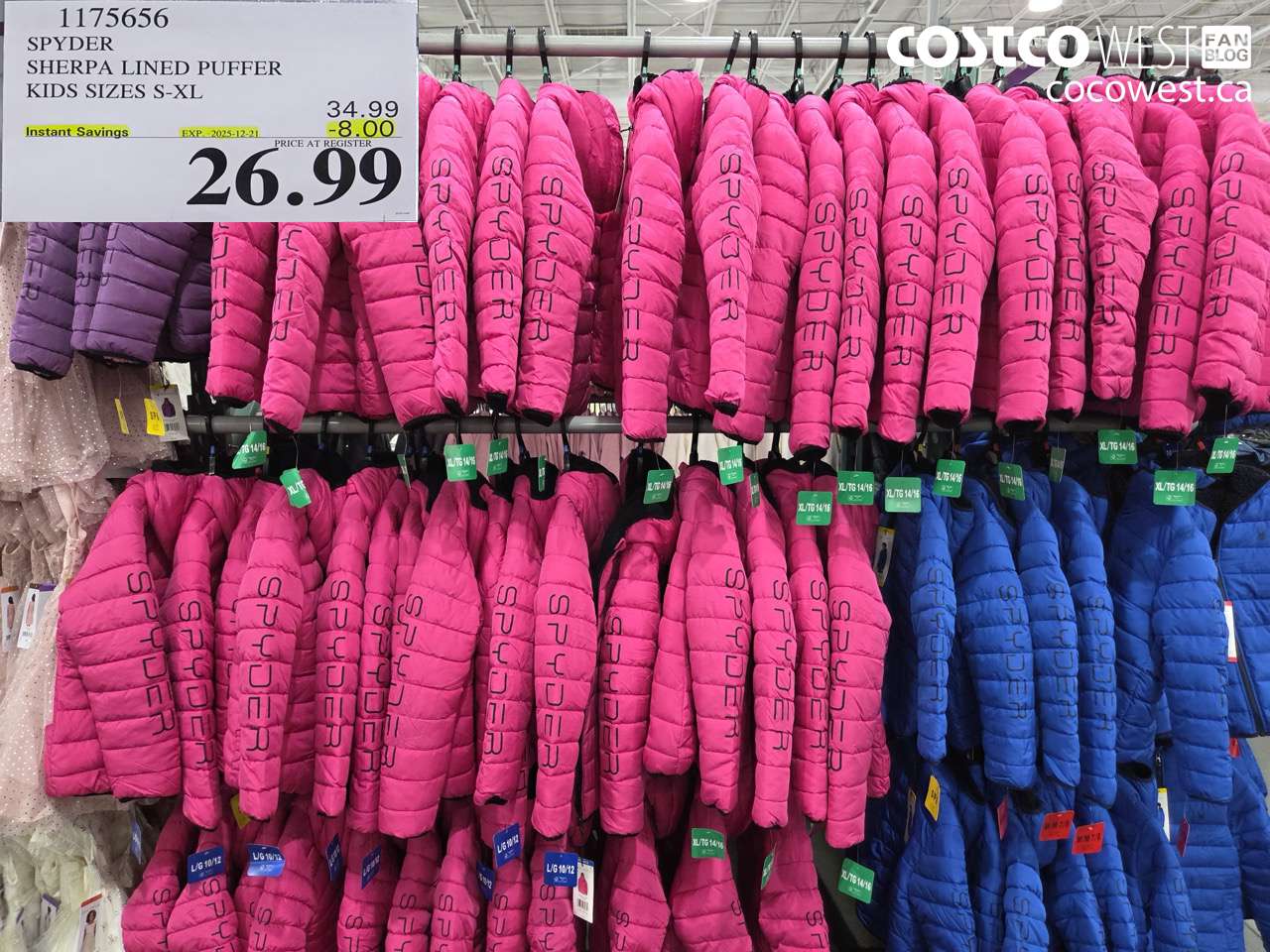 1175656 SPYDER SHERPA LINED PUFFER KIDS SIZES S-XL ($8.00 INSTANT SAVINGS EXPIRES ON 2025-12-21) $26.99