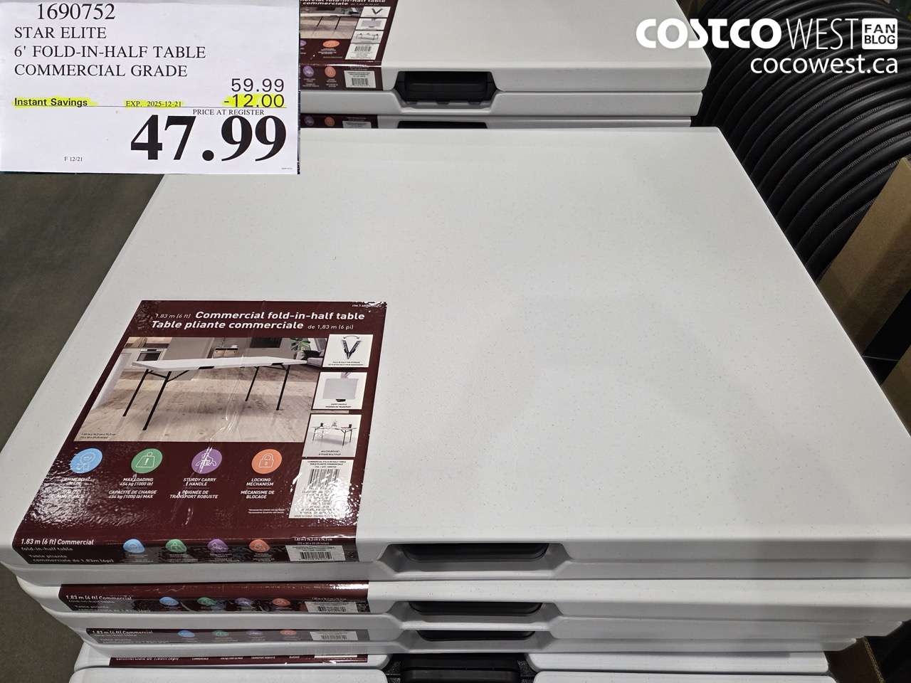 1690752 STAR ELITE 6' FOLD-IN-HALF TABLE 72