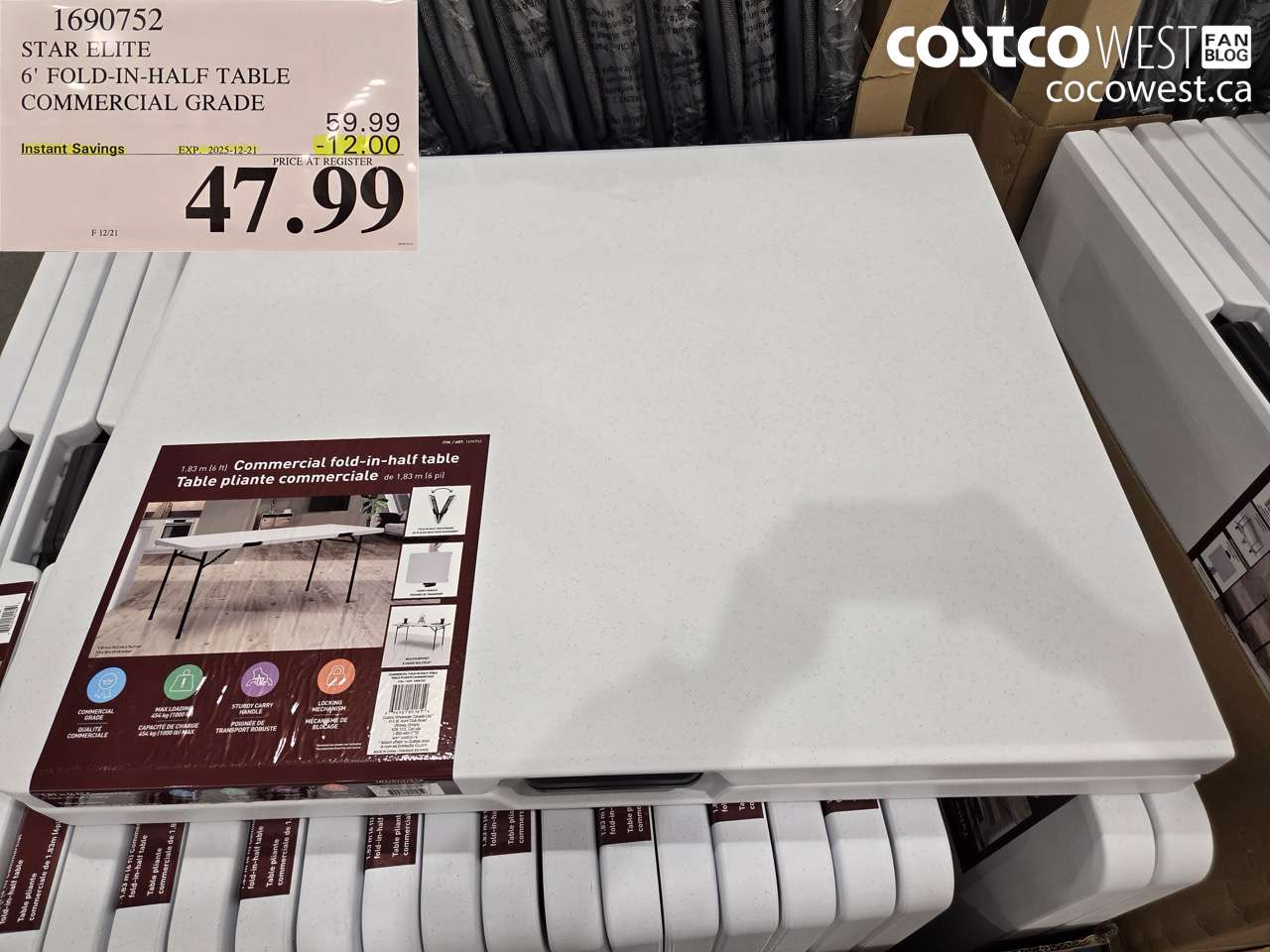 1690752 STAR ELITE 6' FOLD-IN-HALF TABLE 72