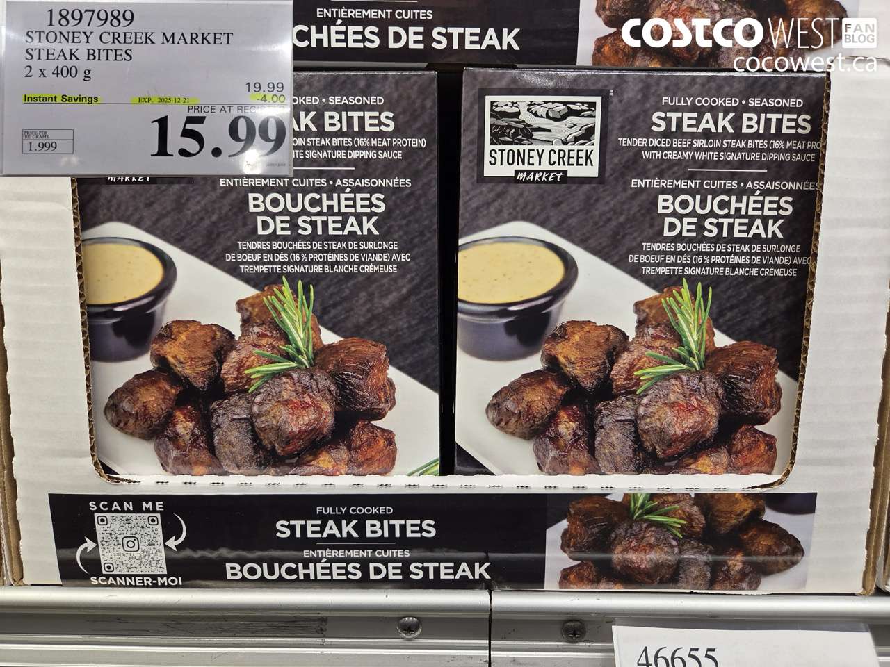1897989 STONEY CREEK MARKET STEAK BITES 2 X 400G ($4.00 INSTANT SAVINGS EXPIRES ON 2025-12-21) $15.99
