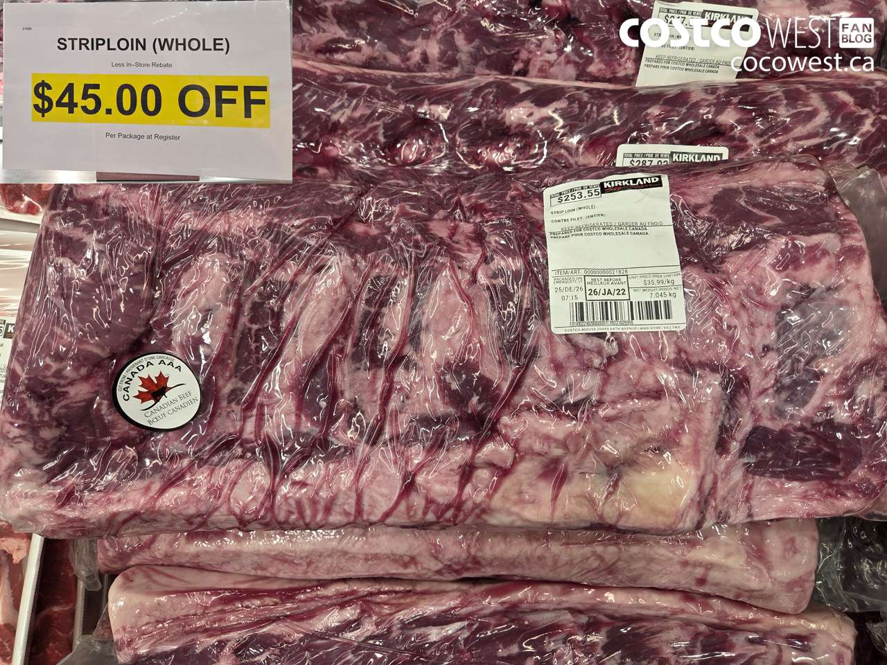 21828 STRIP LOIN WHOLE AAA ($45.00 INSTANT SAVINGS)