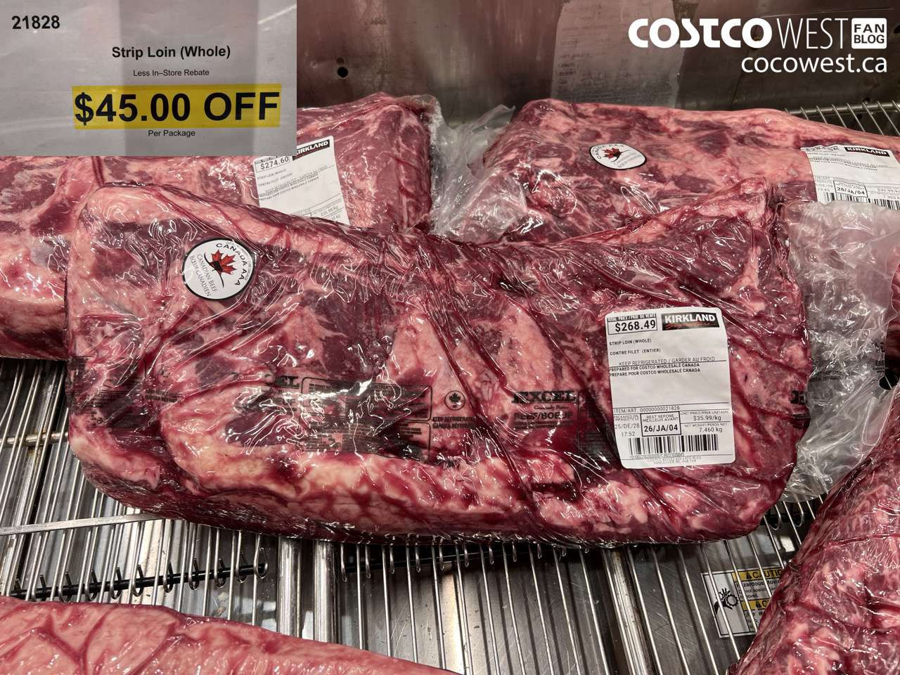 21828 STRIP LOIN WHOLE AAA ($45.00 INSTANT SAVINGS)