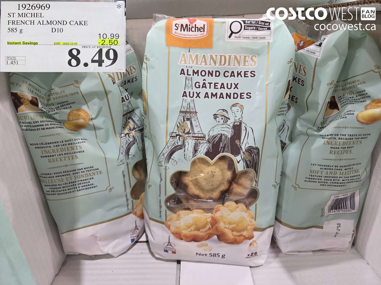 1926969 ST MICHEL FRENCH ALMOND CAKE 585G ($2.50 INSTANT SAVINGS EXPIRES ON 2025-12-03) $8.49