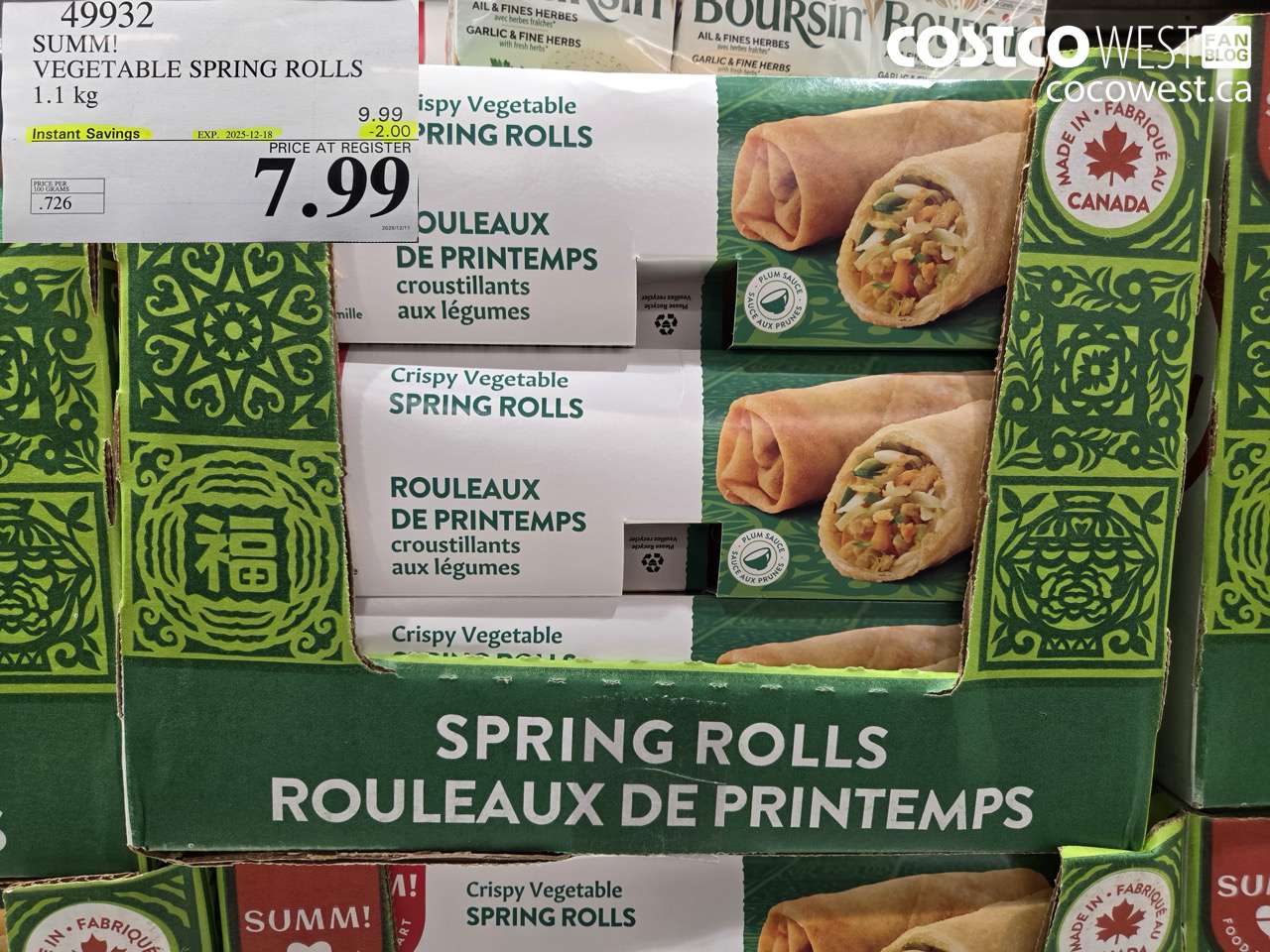 49932 SUM-M! VEGETABLE SPRING ROLL 1 kg ($2.00 INSTANT SAVINGS EXPIRES ON 2025-12-18) $7.99