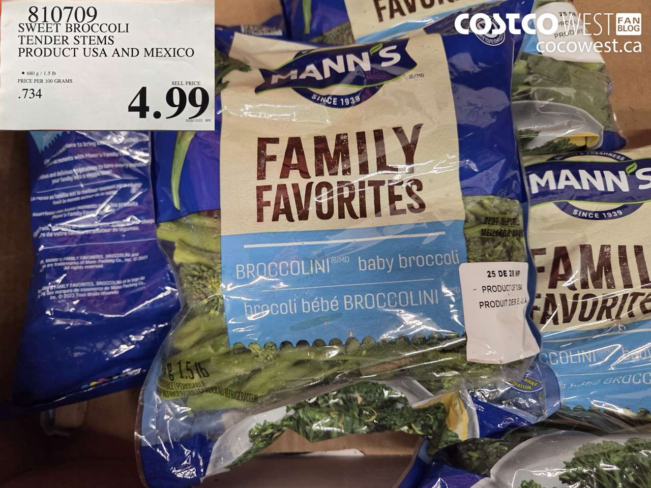 810709 SWEET BROCCOLI TENDER STEMS PRODUCT OF USA AND MEXICO $4.99