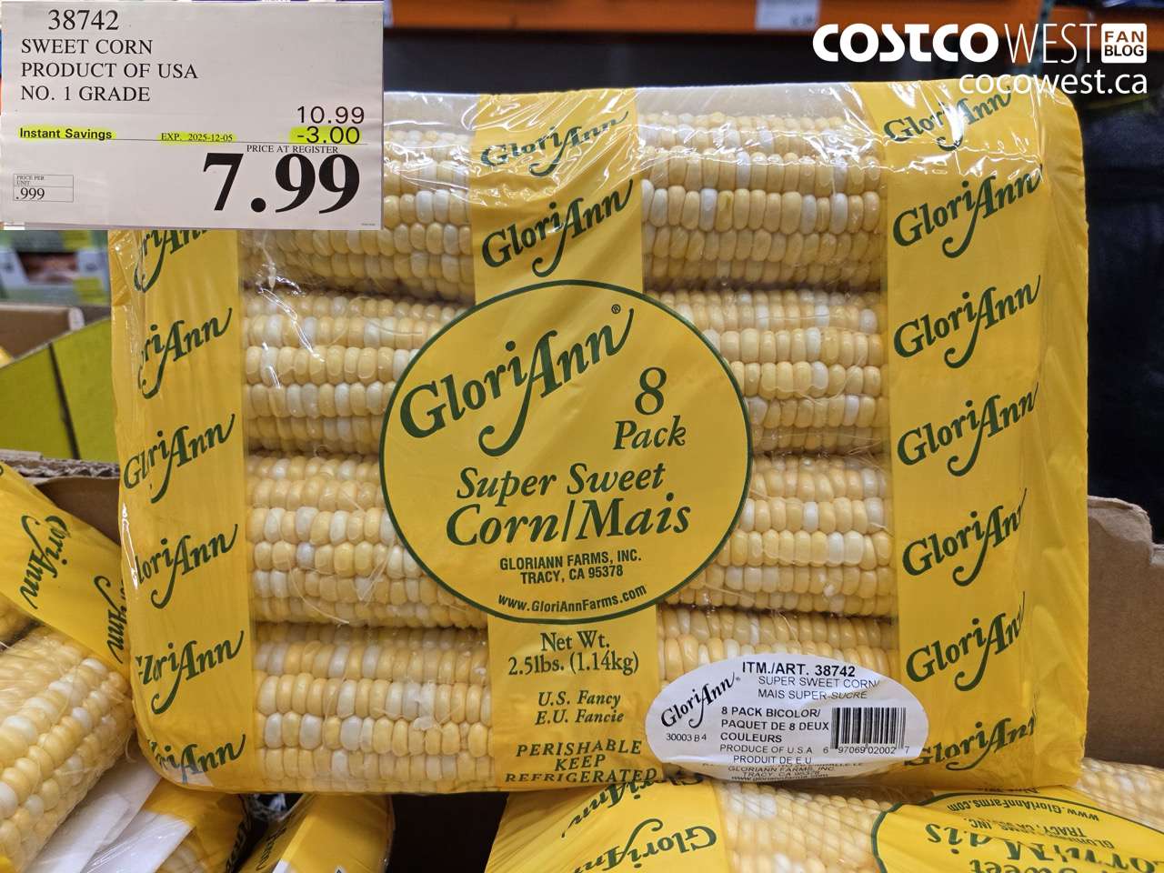 38742 SWEET CORN PRODUCT OF USA NO. 1 GRADE ($3.00 INSTANT SAVINGS EXPIRES ON 2025-12-05) $7.99