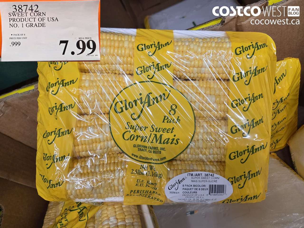 38742 SWEET CORN PRODUCT OF USA NO. 1 GRADE $7.99