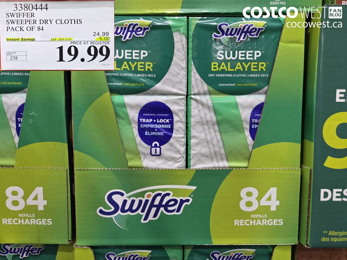 3380444 SWIFFER SWEEPER DRY CLOTHS PACK OF 84 ($5.00 INSTANT SAVINGS EXPIRES ON 2025-12-07) $19.99