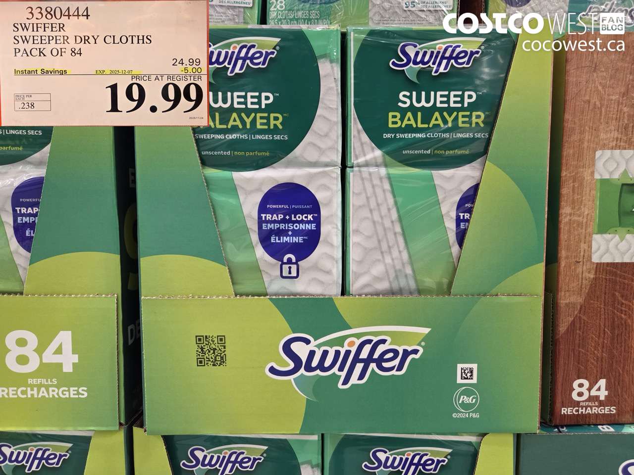 3380444 SWIFFER SWEEPER DRY CLOTHS PACK OF 84 ($5.00 INSTANT SAVINGS EXPIRES ON 2025-12-07) $19.99