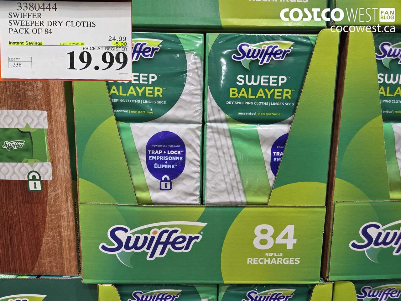 3380444 SWIFFER SWEEPER DRY CLOTHS PACK OF 84 ($5.00 INSTANT SAVINGS EXPIRES ON 2026-01-18) $19.99