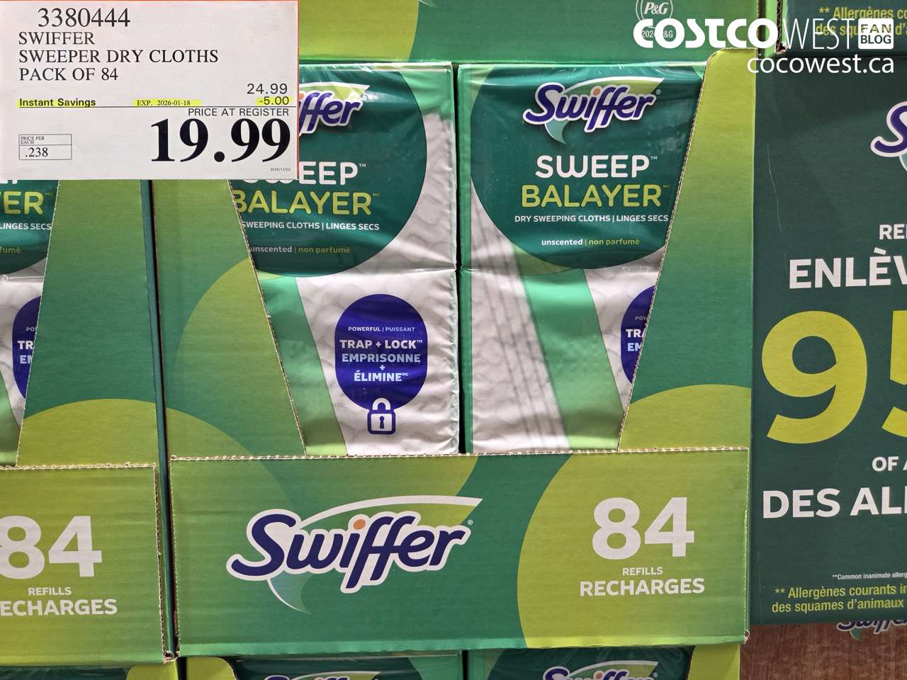 3380444 SWIFFER SWEEPER DRY CLOTHS PACK OF 84 ($5.00 INSTANT SAVINGS EXPIRES ON 2026-01-18) $19.99