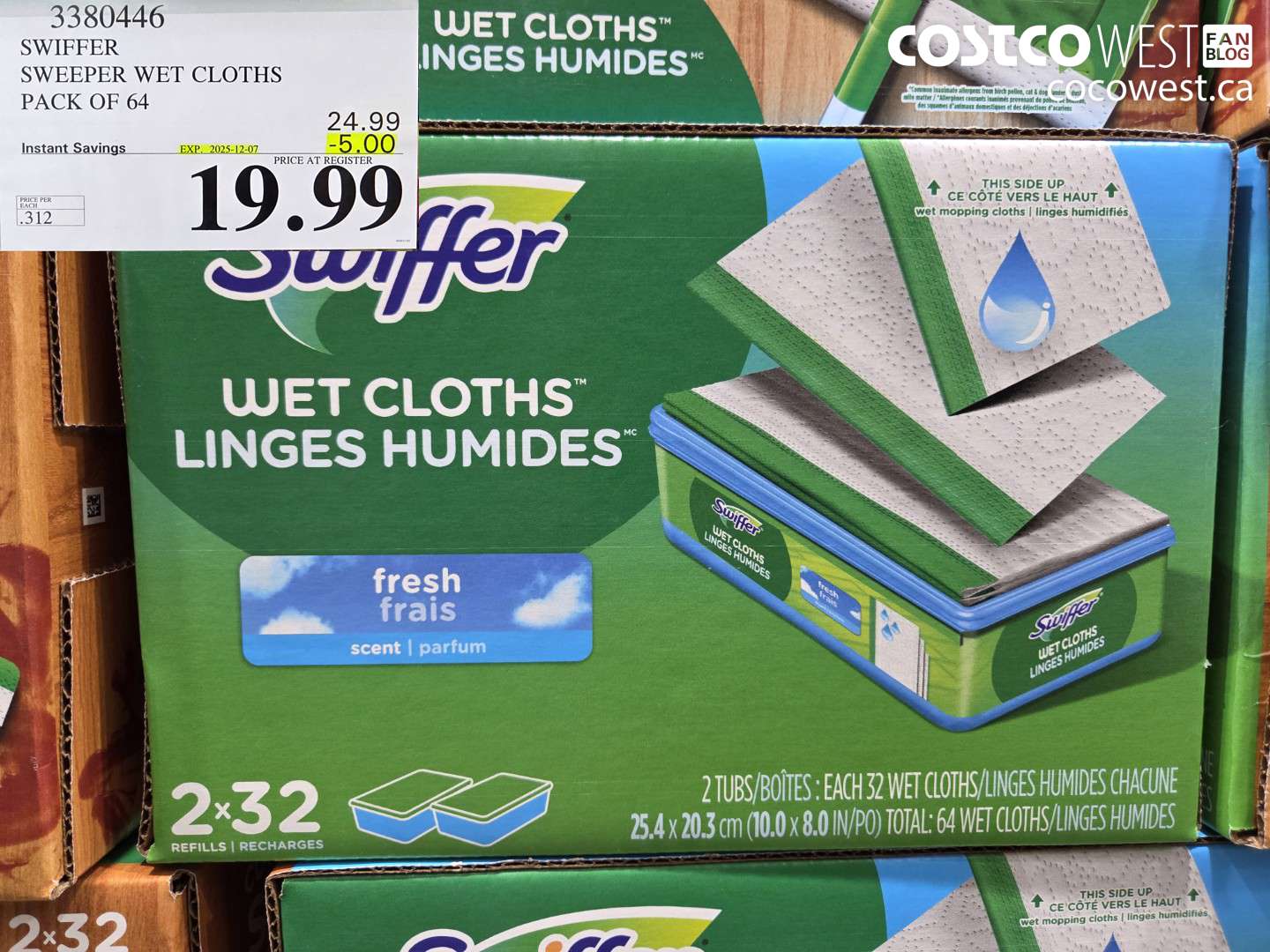 3380446 SWIFFER SWEEPER WET REFILLS PACK OF 64 ($5.00 INSTANT SAVINGS EXPIRES ON 2025-12-07) $19.99