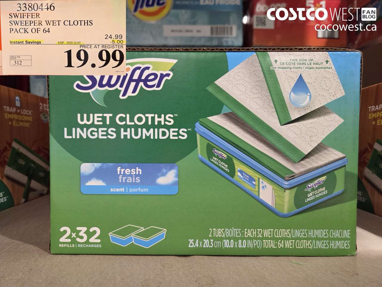 3380446 SWIFFER SWEEPER WET REFILLS PACK OF 64 ($5.00 INSTANT SAVINGS EXPIRES ON 2025-12-07) $19.99