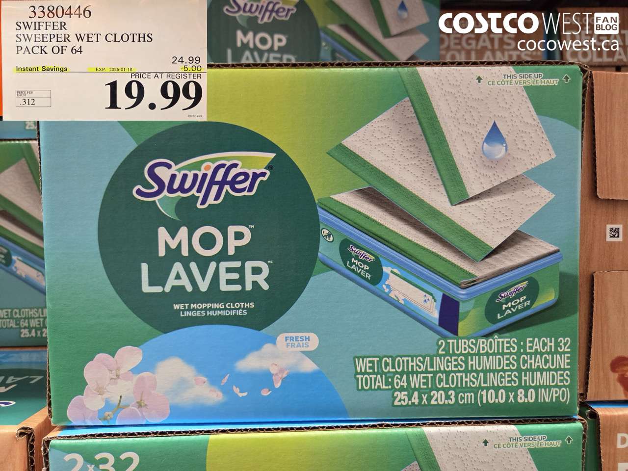 3380446 SWIFFER SWEEPER WET REFILLS PACK OF 64 ($5.00 INSTANT SAVINGS EXPIRES ON 2026-01-18) $19.99