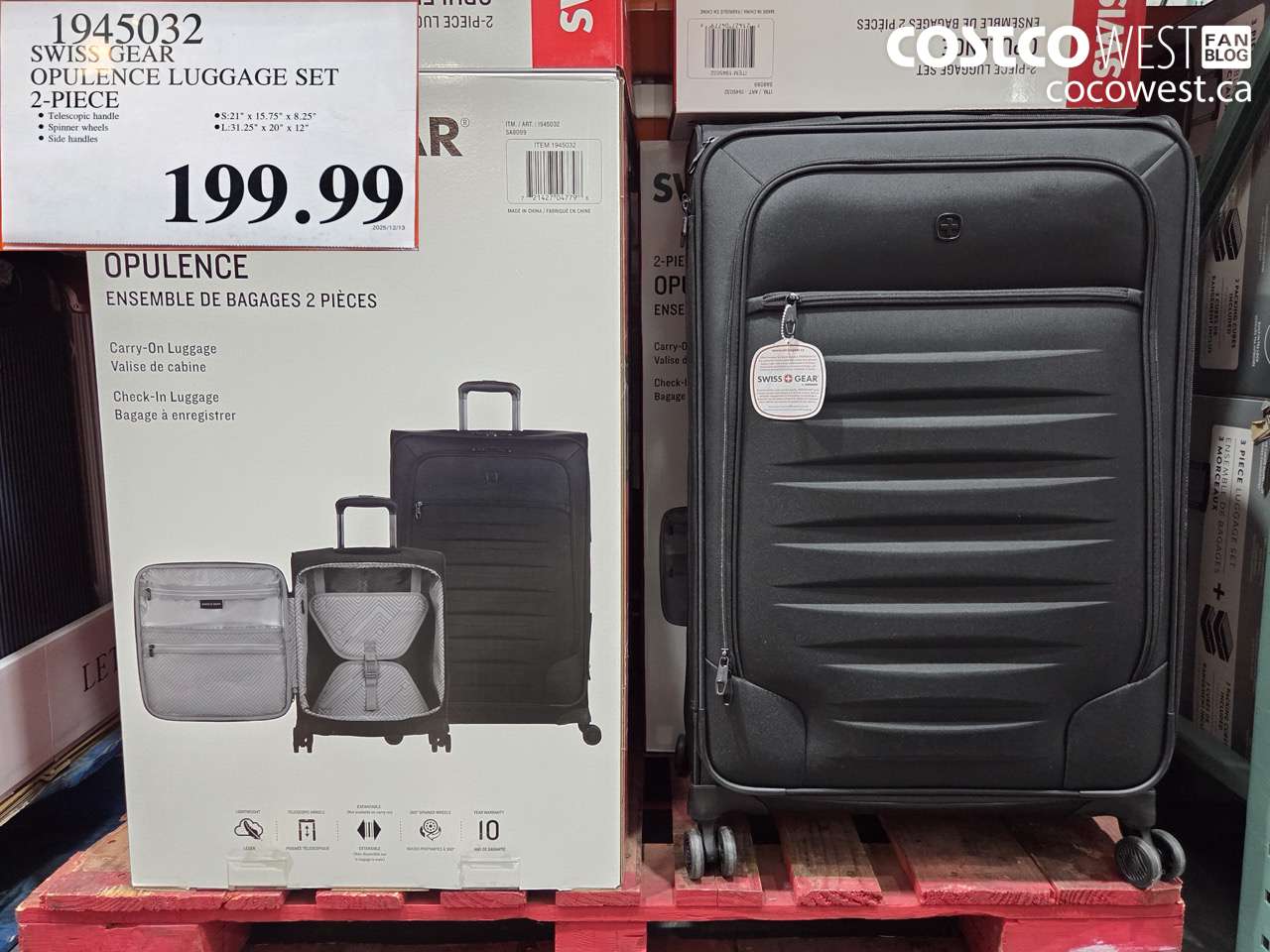 1945032 SWISS GEAR OPULENCE LUGGAGE SET 2 PIECE $199.99