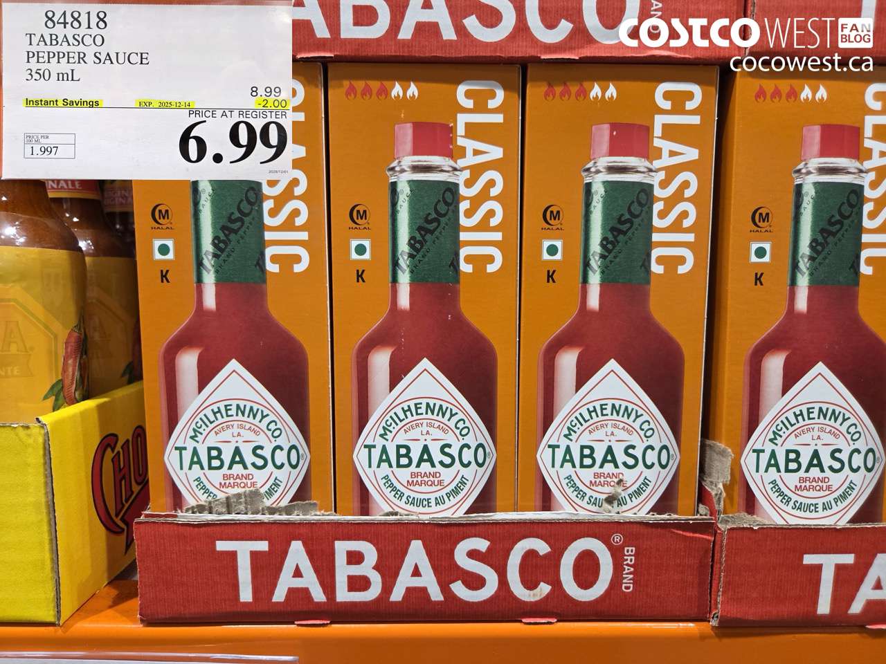 84818 TABASCO PEPPER SAUCE 350 mL ($2.00 INSTANT SAVINGS EXPIRES ON 2025-12-14) $6.99
