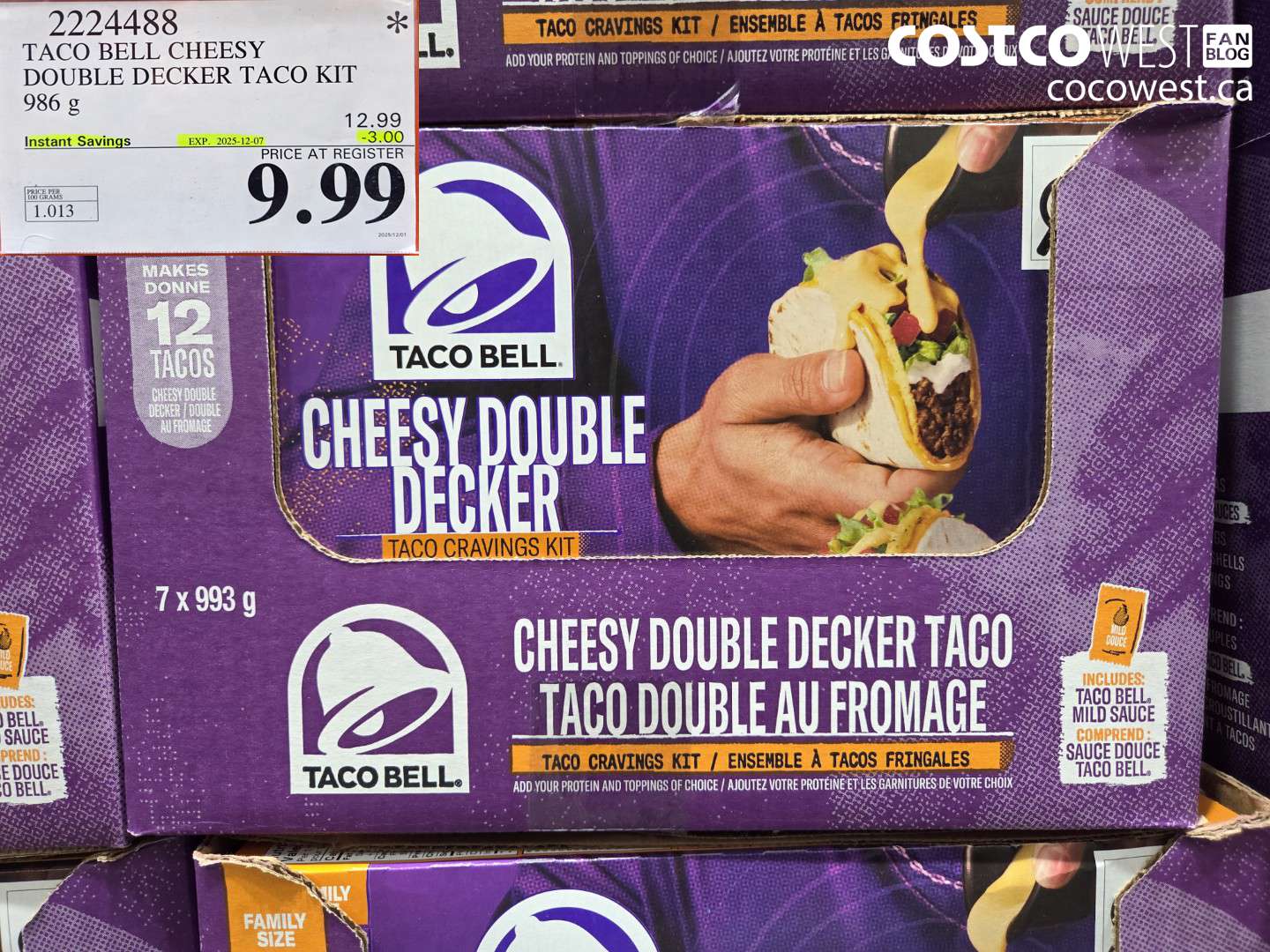 2224488 TACO BELL CHEESY DOUBLE DECKER TACO KIT 986G ($3.00 INSTANT SAVINGS EXPIRES ON 2025-12-07) $9.99