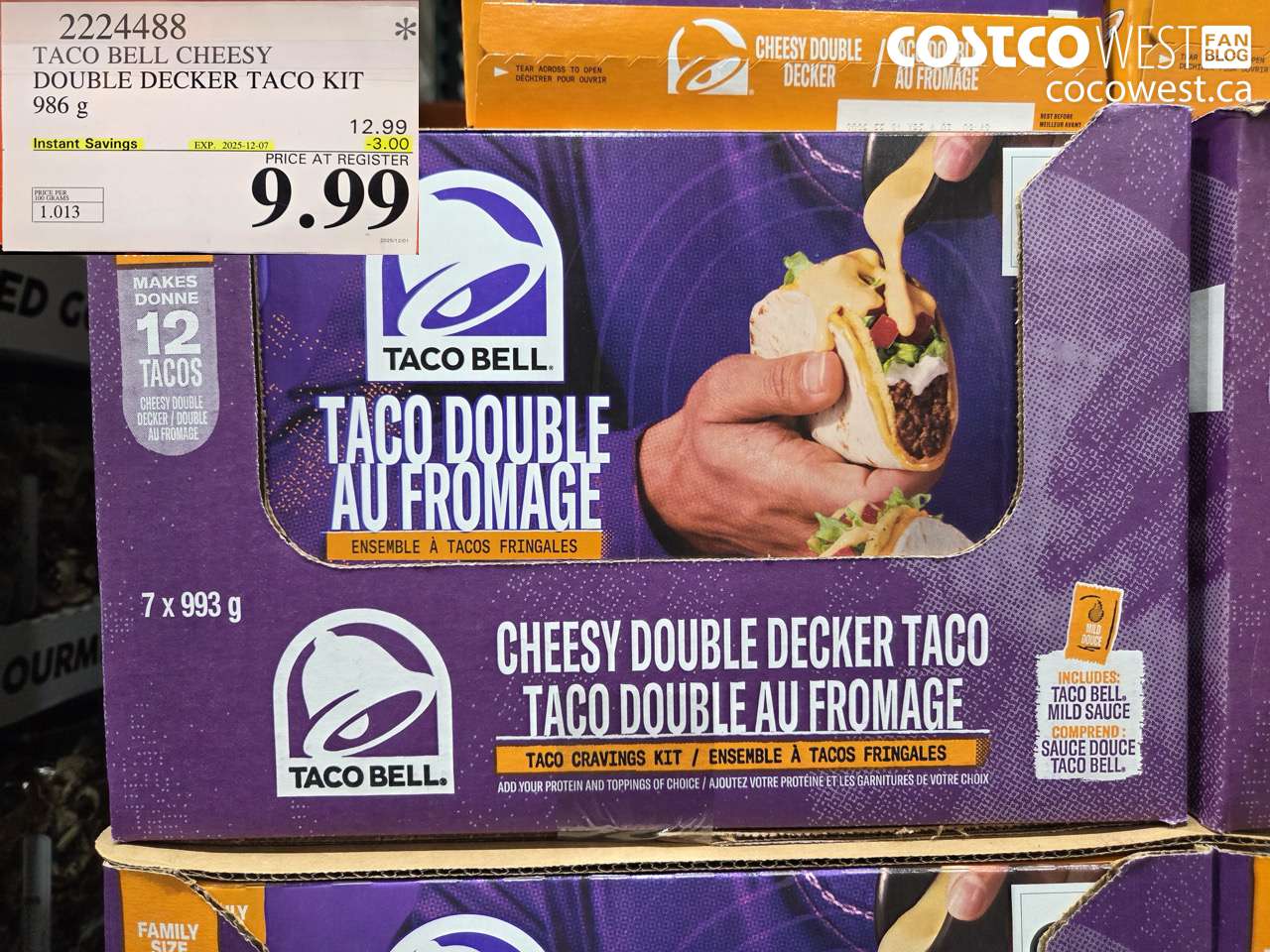 2224488 TACO BELL CHEESY DOUBLE DECKER TACO KIT 986G ($3.00 INSTANT SAVINGS EXPIRES ON 2025-12-07) $9.99