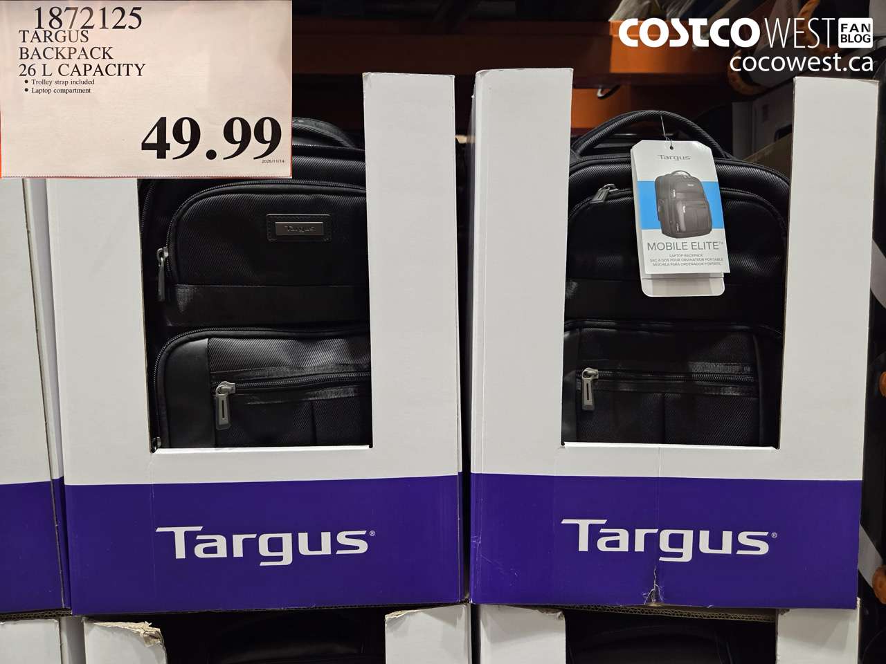 1872125 TARGUS BACKPACK 26L CAPACITY $49.99