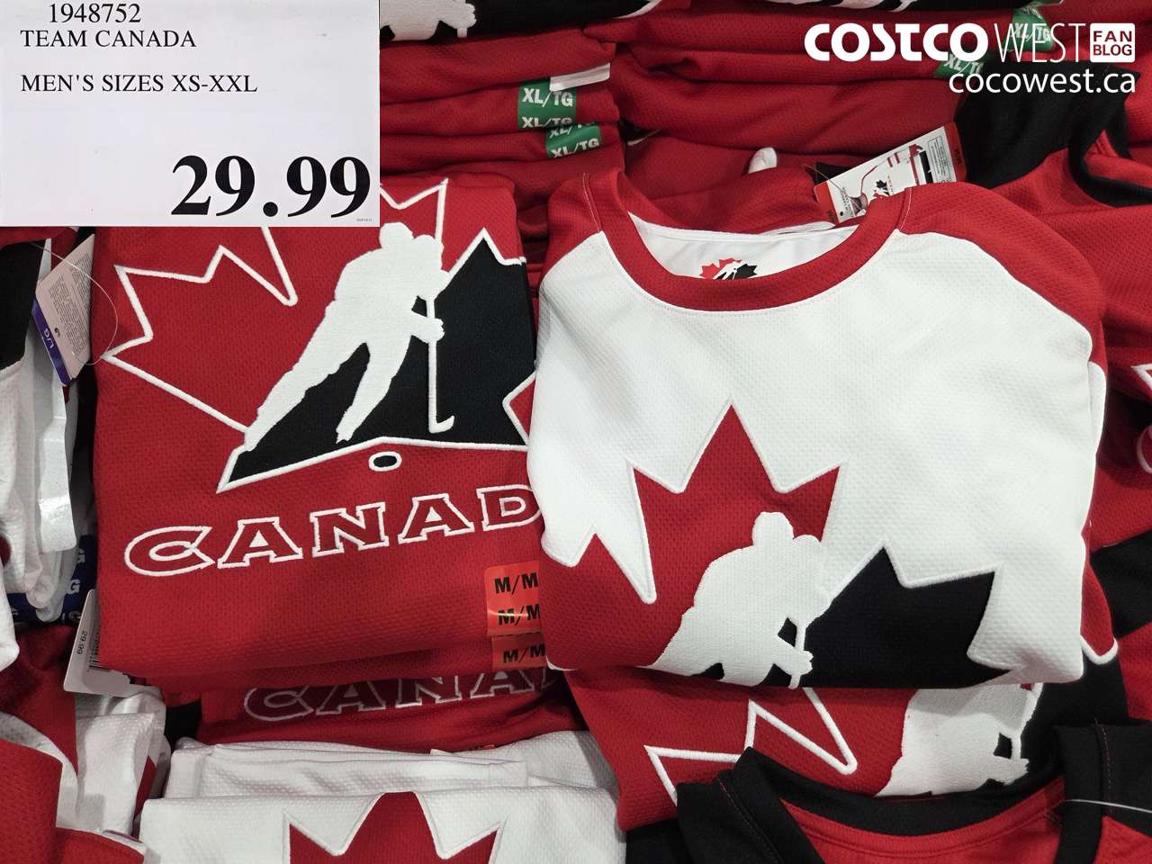 1948752 TEAM CANADA MEN'S SIZES XS-XXL $29.99