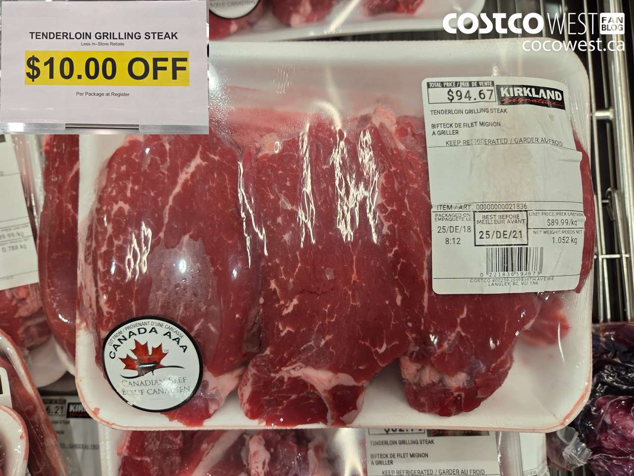 21836 TENDERLOIN GRILLING STEAK ($10.00 INSTANT SAVINGS)