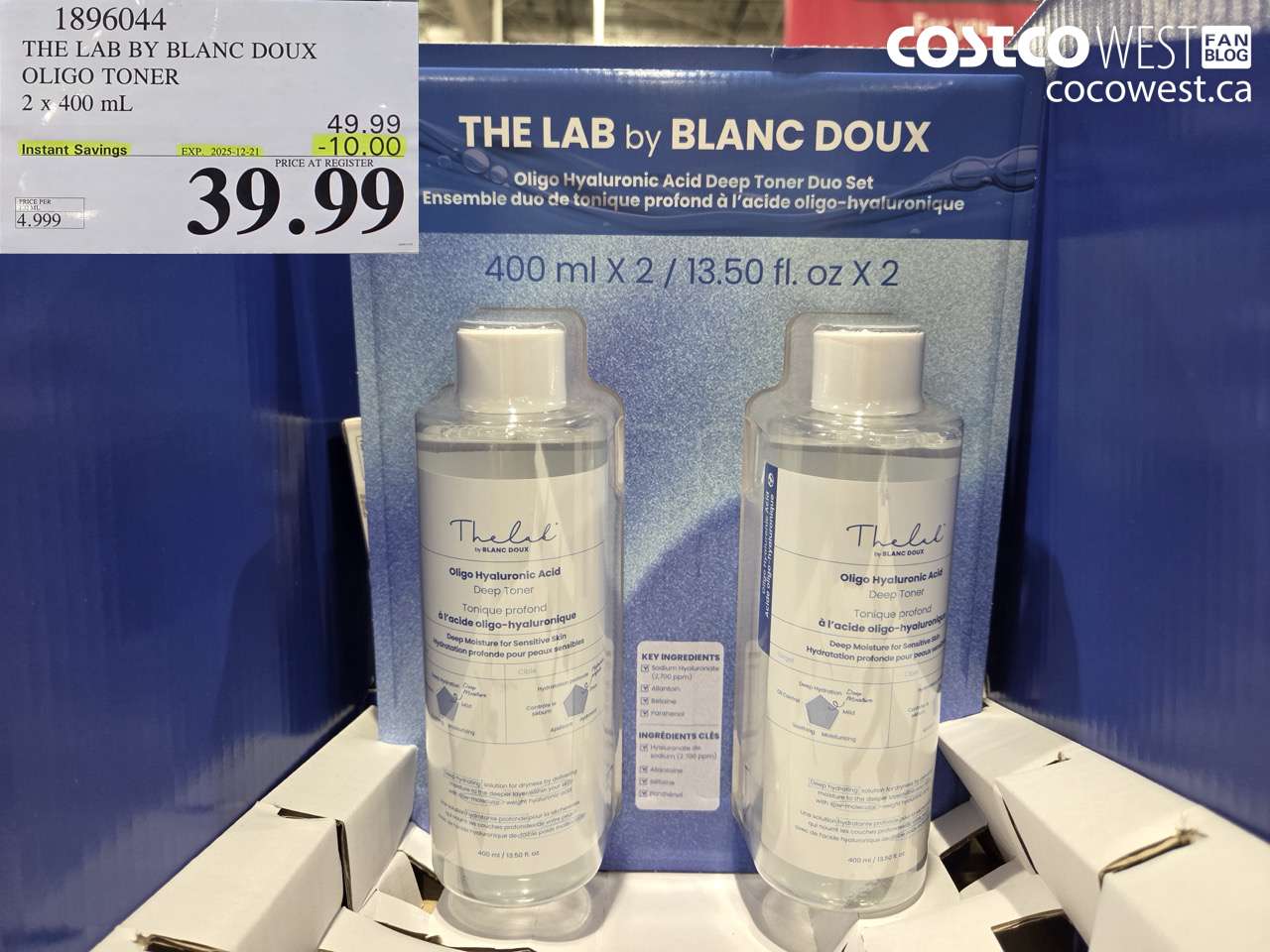 1896044 THE LAB BY BLANC DOUX OLIGO TONER 2 X 400ML ($10.00 INSTANT SAVINGS EXPIRES ON 2025-12-21) $39.99