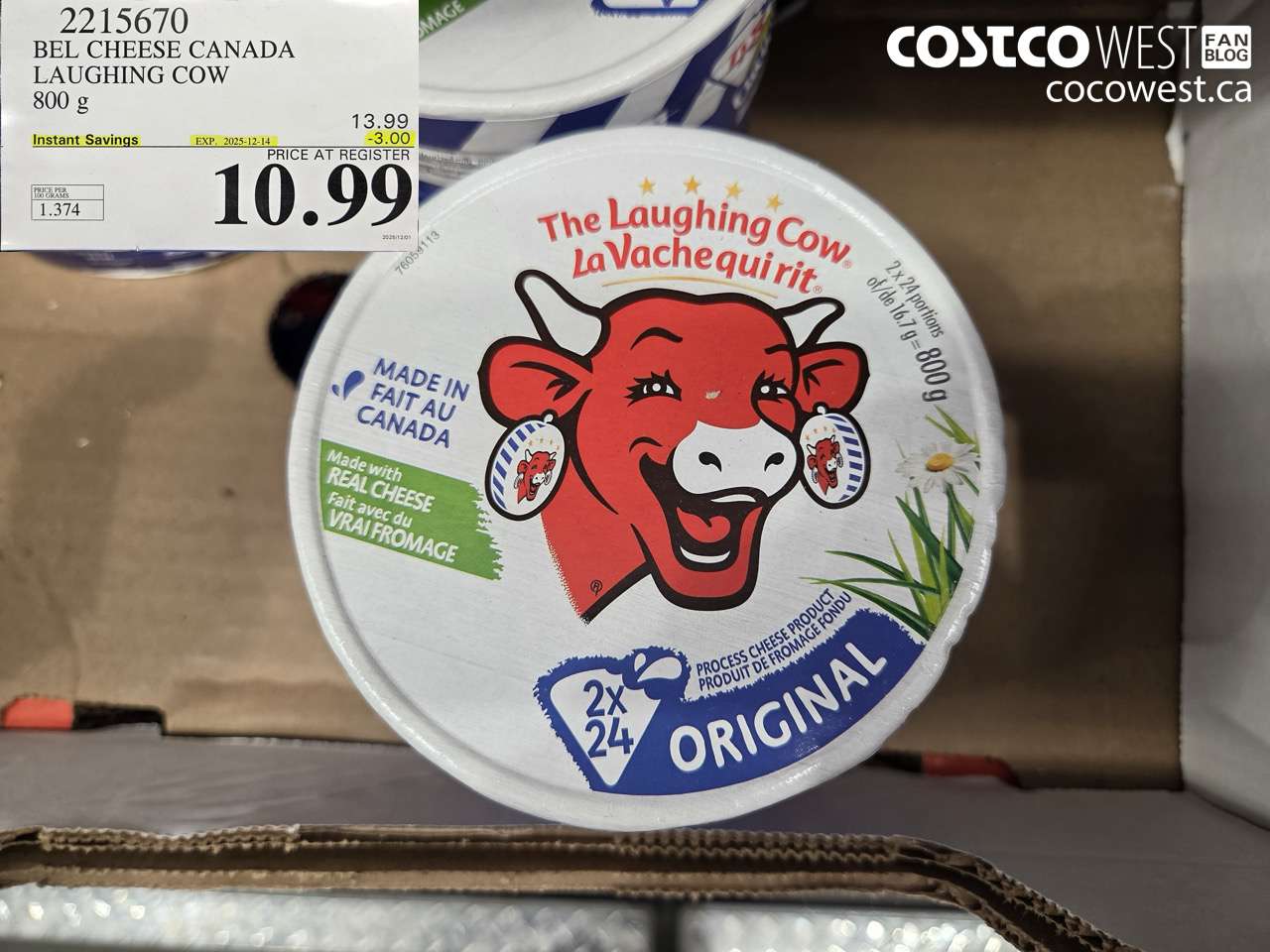 2215670 THE LAUGHING COW PROCESSED CHEESE 800G ($3.00 INSTANT SAVINGS EXPIRES ON 2025-12-14) $10.99
