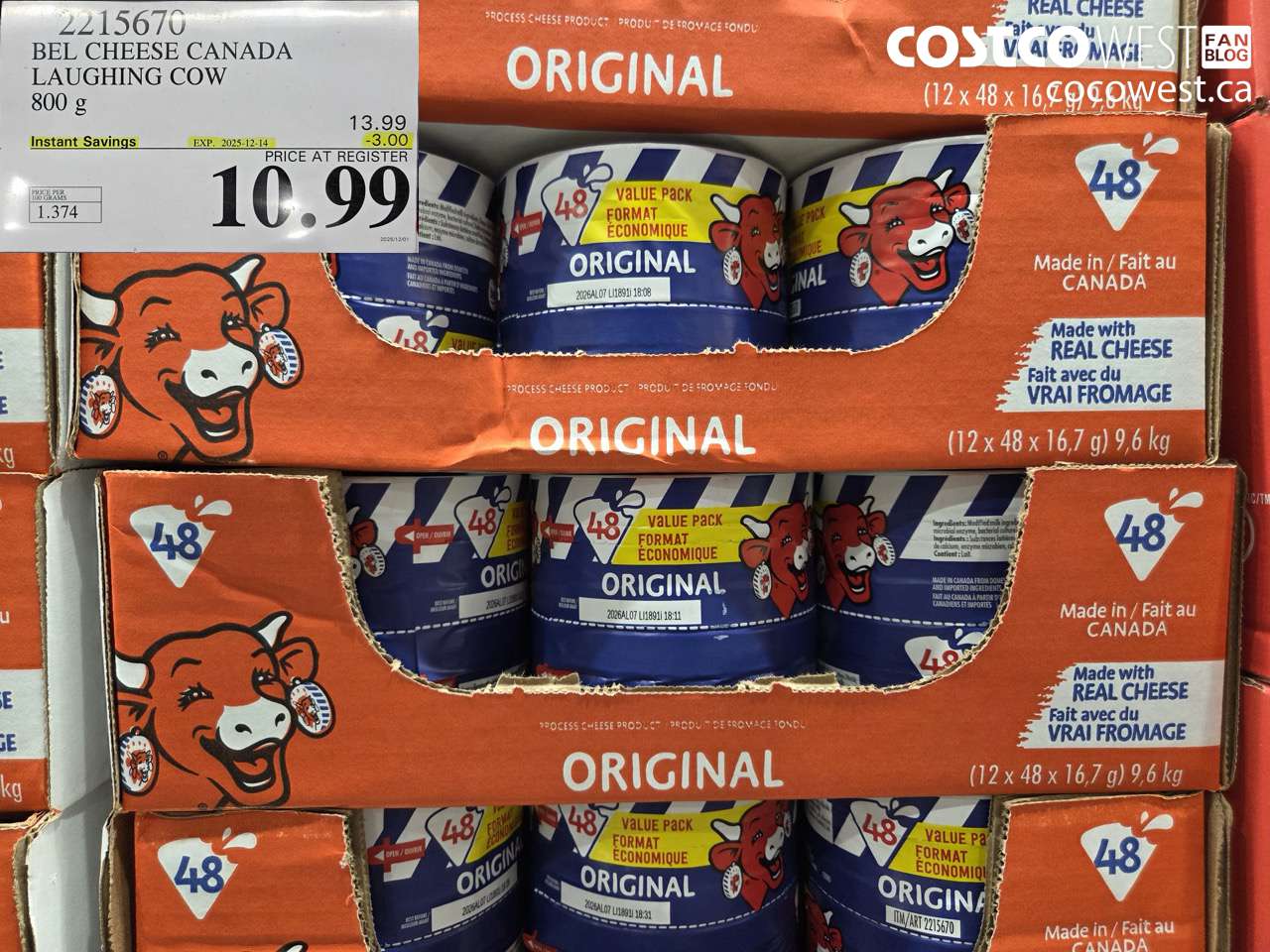 2215670 THE LAUGHING COW PROCESSED CHEESE 800G ($3.00 INSTANT SAVINGS EXPIRES ON 2025-12-14) $10.99