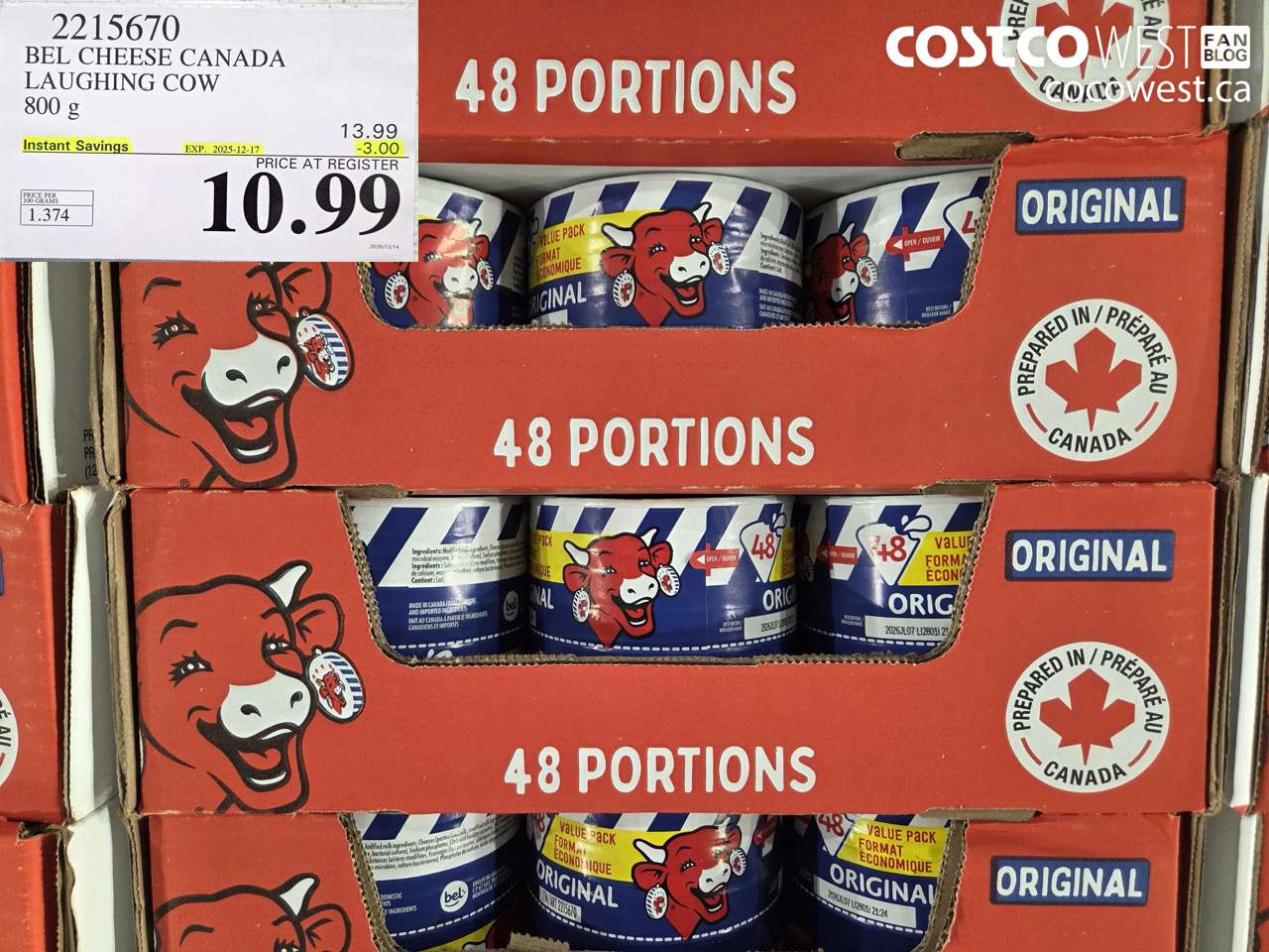 2215670 THE LAUGHING COW PROCESSED CHEESE 800G ($3.00 INSTANT SAVINGS EXPIRES ON 2025-12-17) $10.99