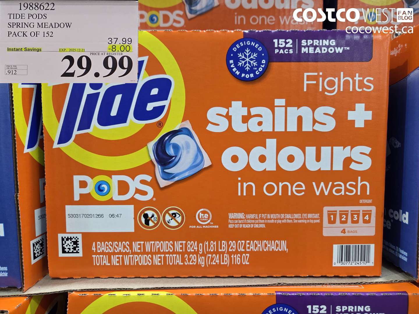 1988622 TIDEPODS SPRING MEADOW PACK OF 152 ($8.00 INSTANT SAVINGS EXPIRES ON 2025-12-21) $29.99