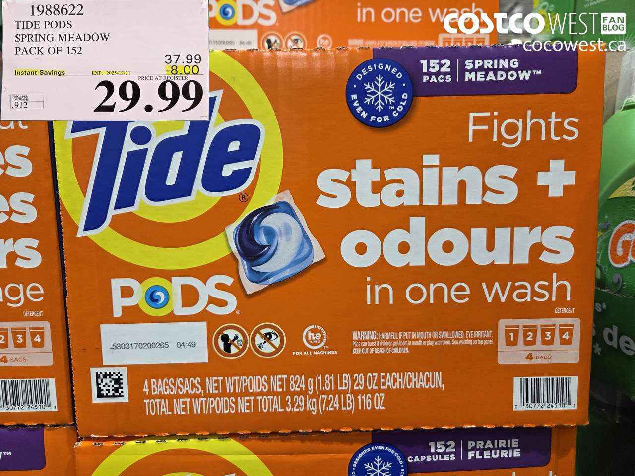1988622 TIDEPODS SPRING MEADOW PACK OF 152 ($8.00 INSTANT SAVINGS EXPIRES ON 2025-12-21) $29.99