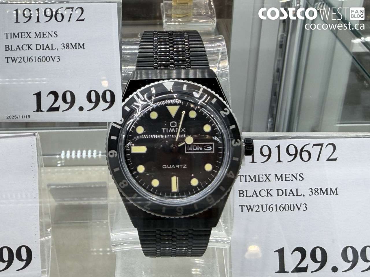 1919672 TIMEX MENS BLACK DIAL 38MM TW2U61600V3 $129.99