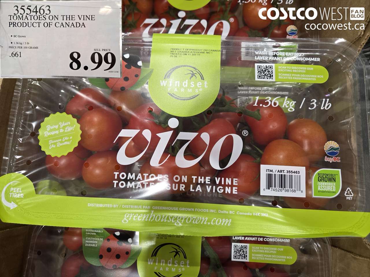 355463 TOMATOES ON THE VINE PRODUCT OF CANADA $8.99