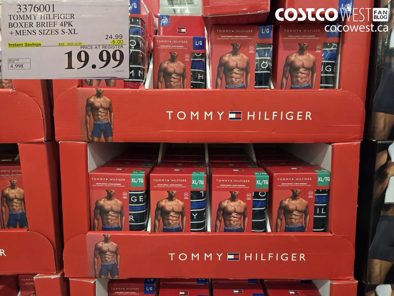 3376001 TOMMY HILFIGER BOXER BRIEFS 4PK MENS SIZES S-XL ($5.00 INSTANT SAVINGS EXPIRES ON 2025-12-10) $19.99