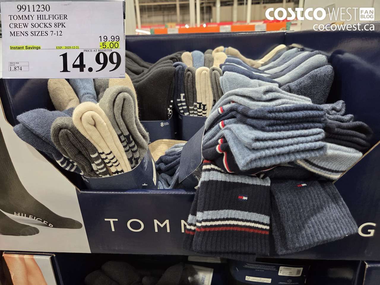 9911230 TOMMY HILFIGER CREW SOCKS 8PK MENS SIZES 7-12  ($5.00 INSTANT SAVINGS EXPIRES ON 2025-12-21) $14.99