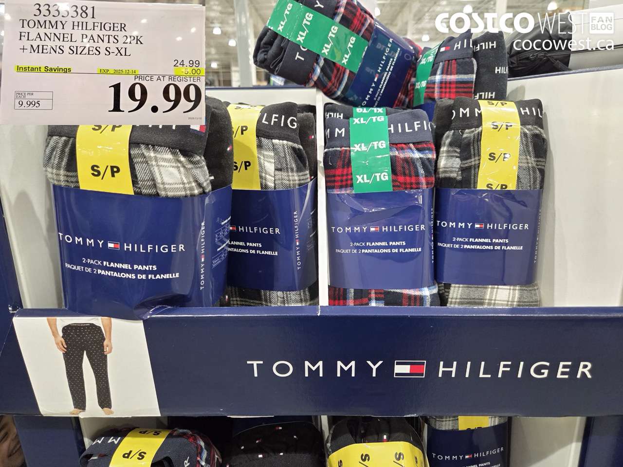 3333381 TOMMY HILFIGER FLANNEL PANT 2PK MENS SIZES S-XL ($5.00 INSTANT SAVINGS EXPIRES ON 2025-12-14) $19.99