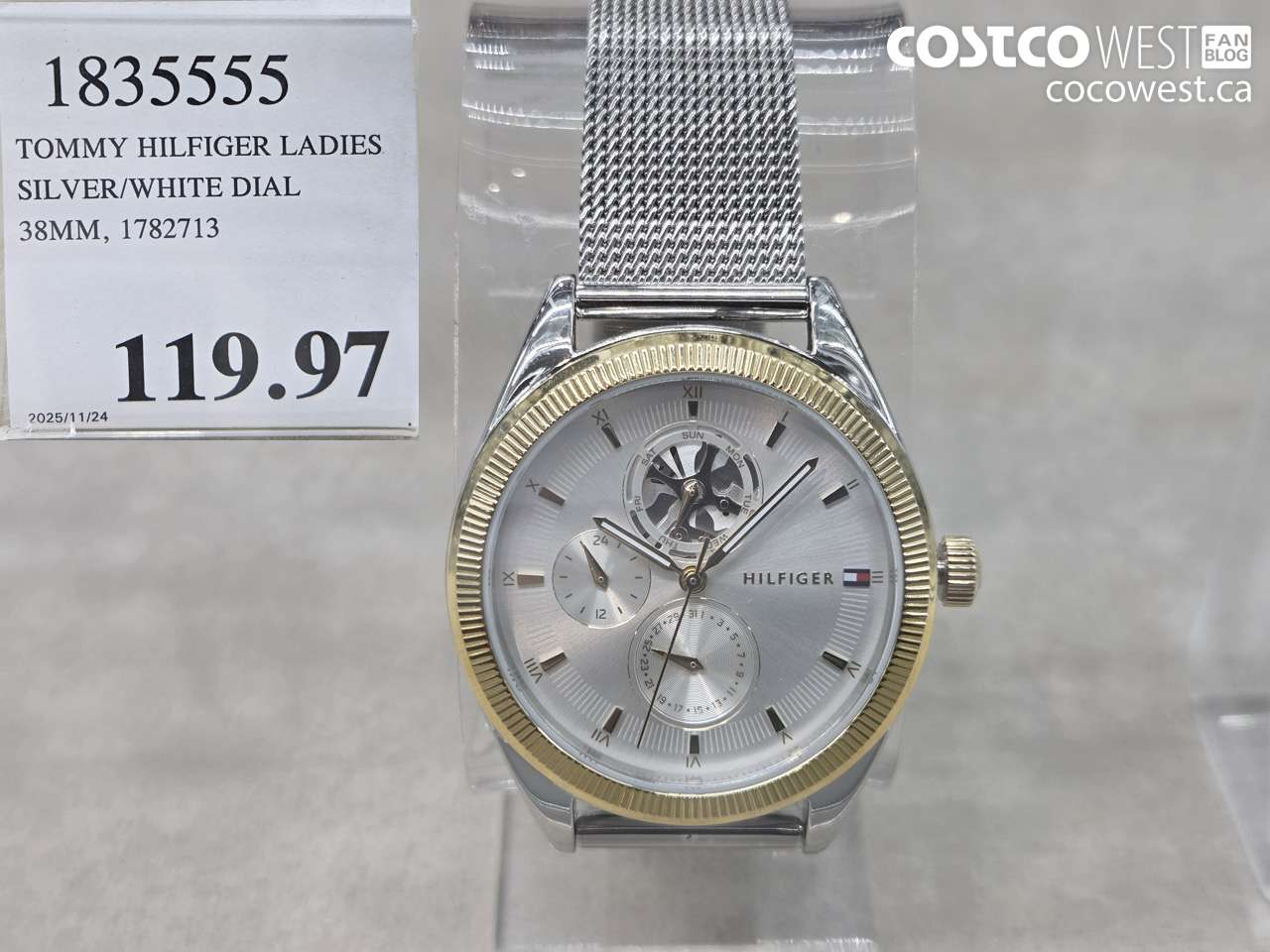 1835555 TOMMY HILFIGER LADIES SILVER/WHITE DIAL 38MM, 1782713 $119.97