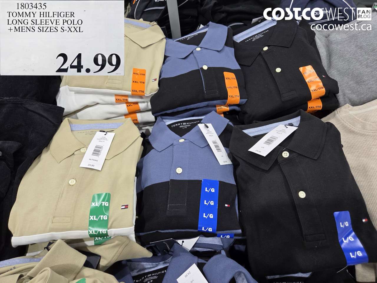 1803435 TOMMY HILFIGER LONG SLEEVE POLO MENS SIZES S-XXL $24.99