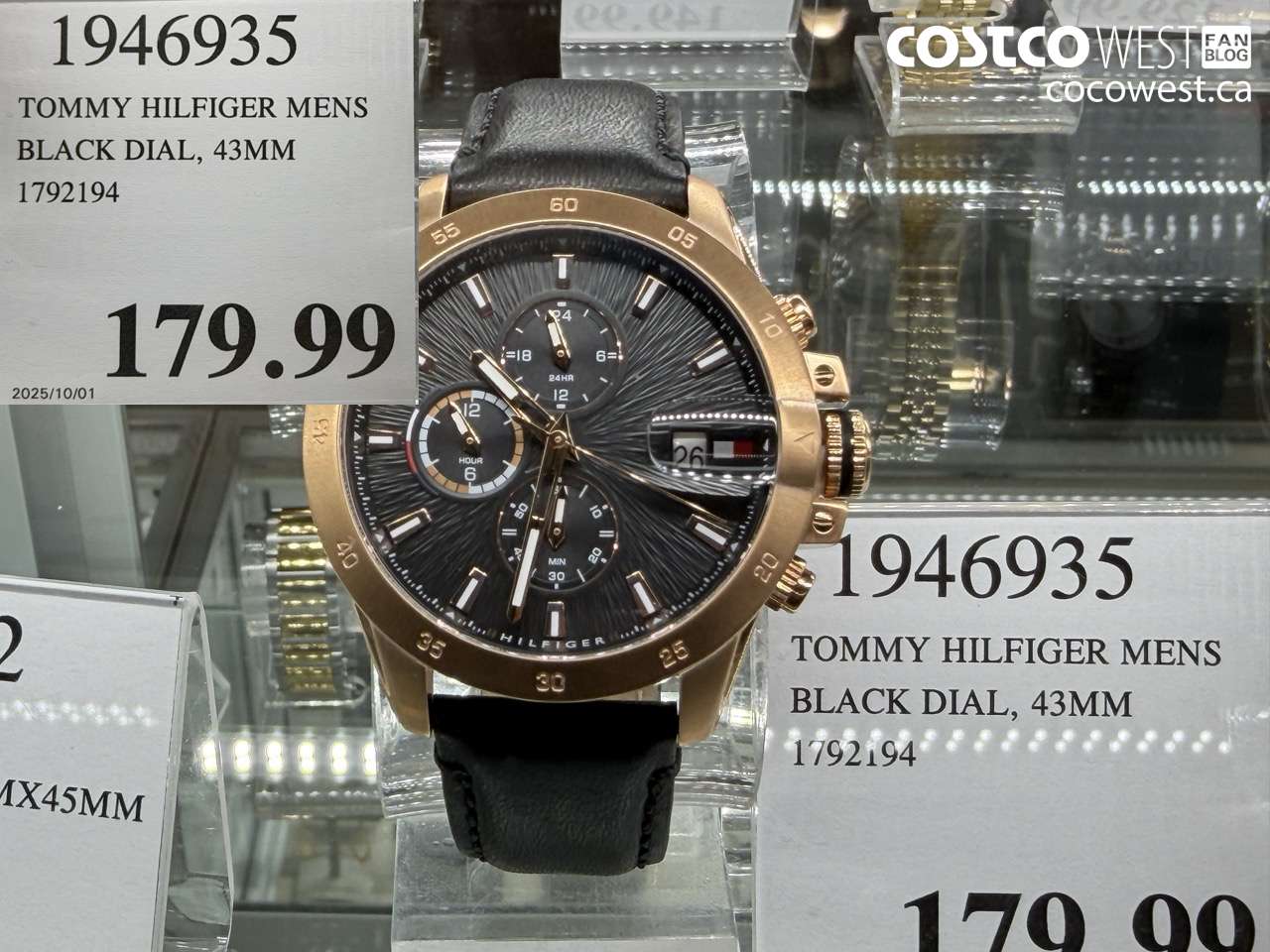 1946935 TOMMY HILFIGER MENS BLACK DIAL 43MM 1792194 $179.99