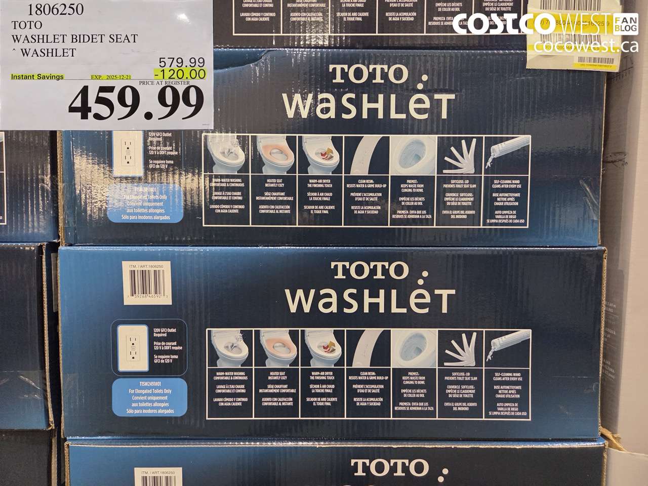 1806250 TOTO WASHLET BIDET SEAT WASHLET ($120.00 INSTANT SAVINGS EXPIRES ON 2025-12-21) $459.99