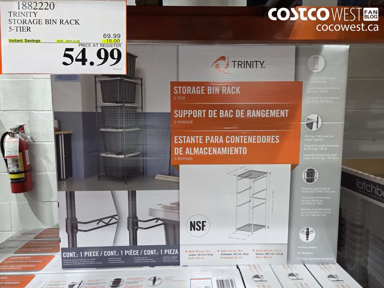 1882220 TRINITY STORAGE BIN RACK 5-TIER ($15.00 INSTANT SAVINGS EXPIRES ON 2025-12-28) $54.99