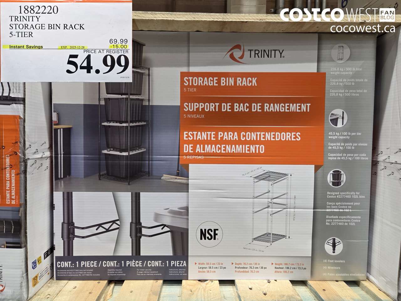 1882220 TRINITY STORAGE BIN RACK 5-TIER ($15.00 INSTANT SAVINGS EXPIRES ON 2025-12-28) $54.99