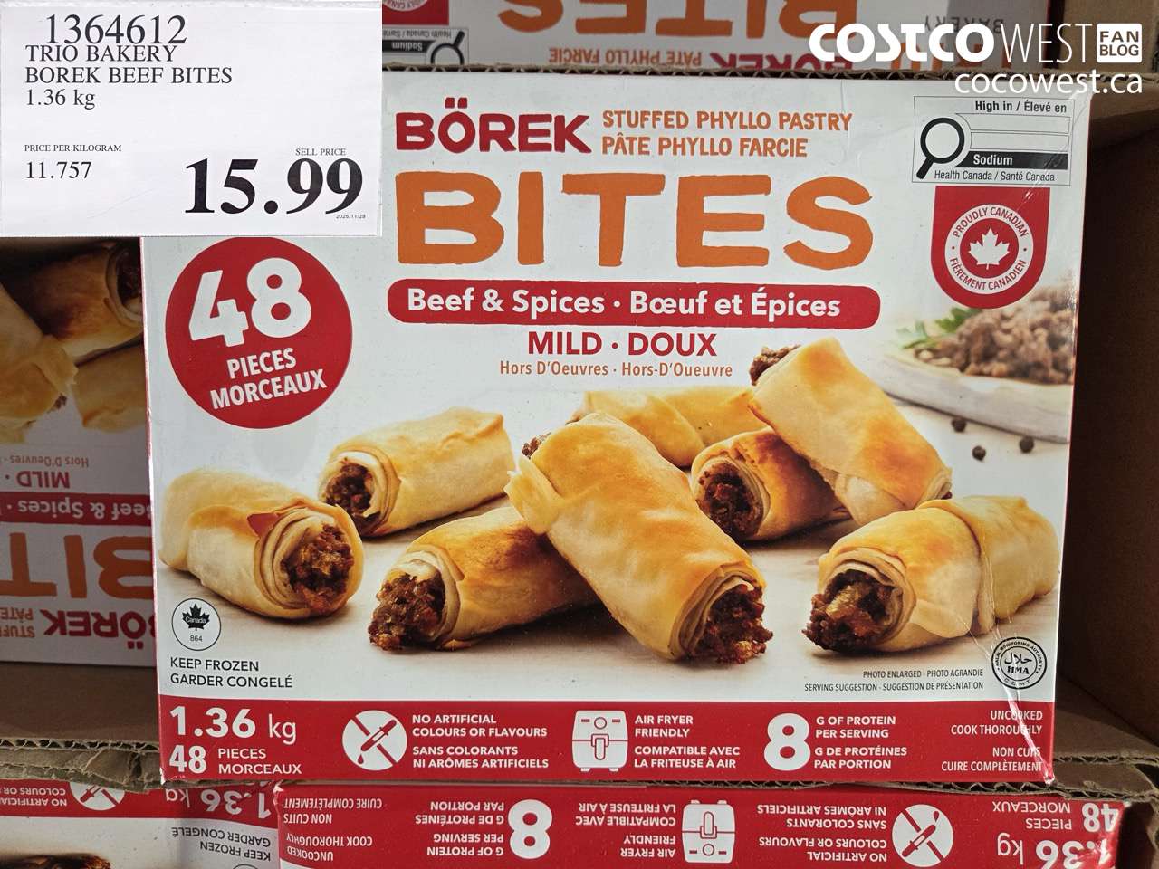1364612 TRIO BAKERY BOREK BEEF BITES 1.36 kg $15.99