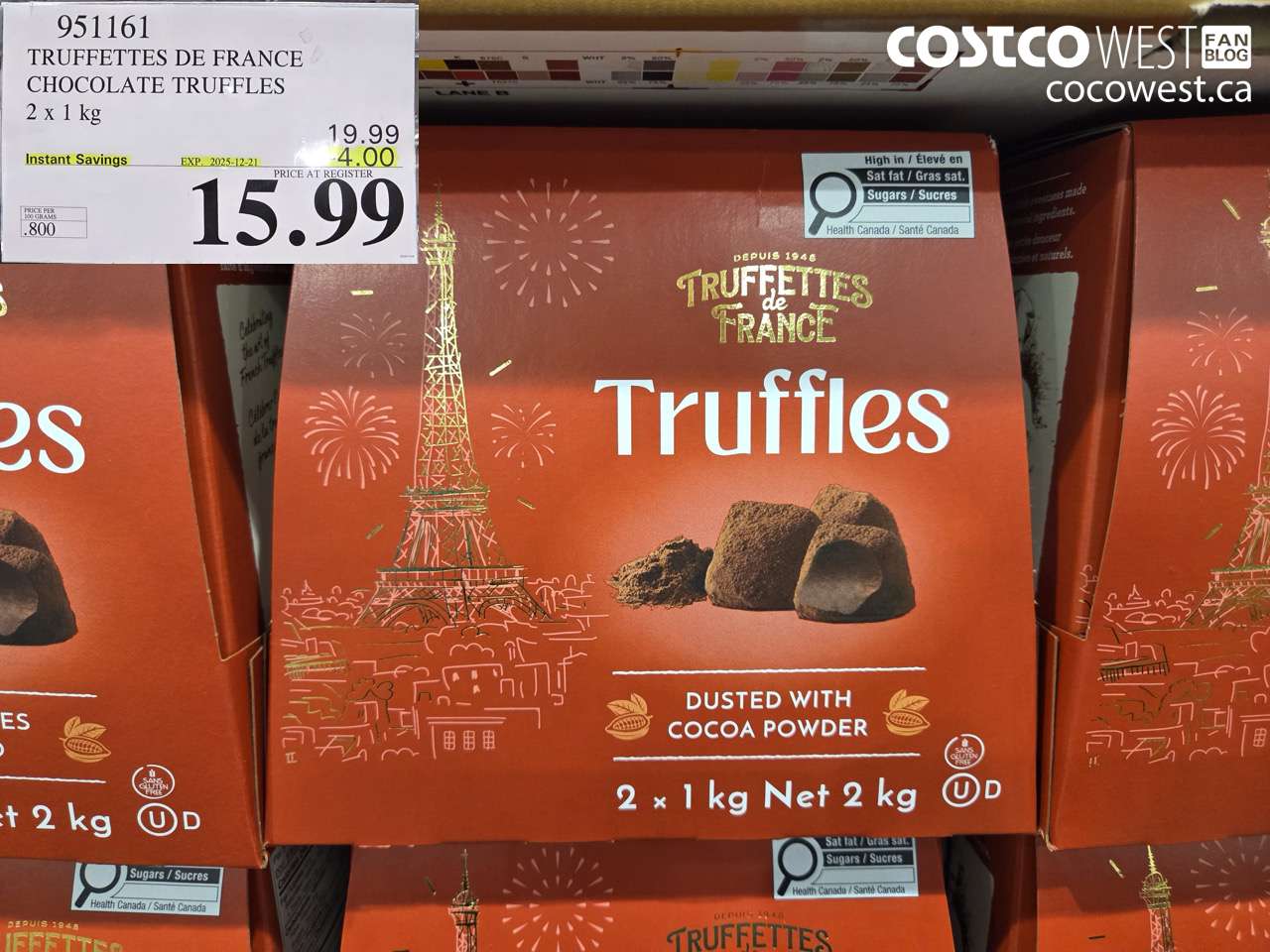 951161 TRUFFETTES DE FRANCE CHOCOLATE TRUFFLES 2 x 1kg ($4.00 INSTANT SAVINGS EXPIRES ON 2025-12-21) $15.99