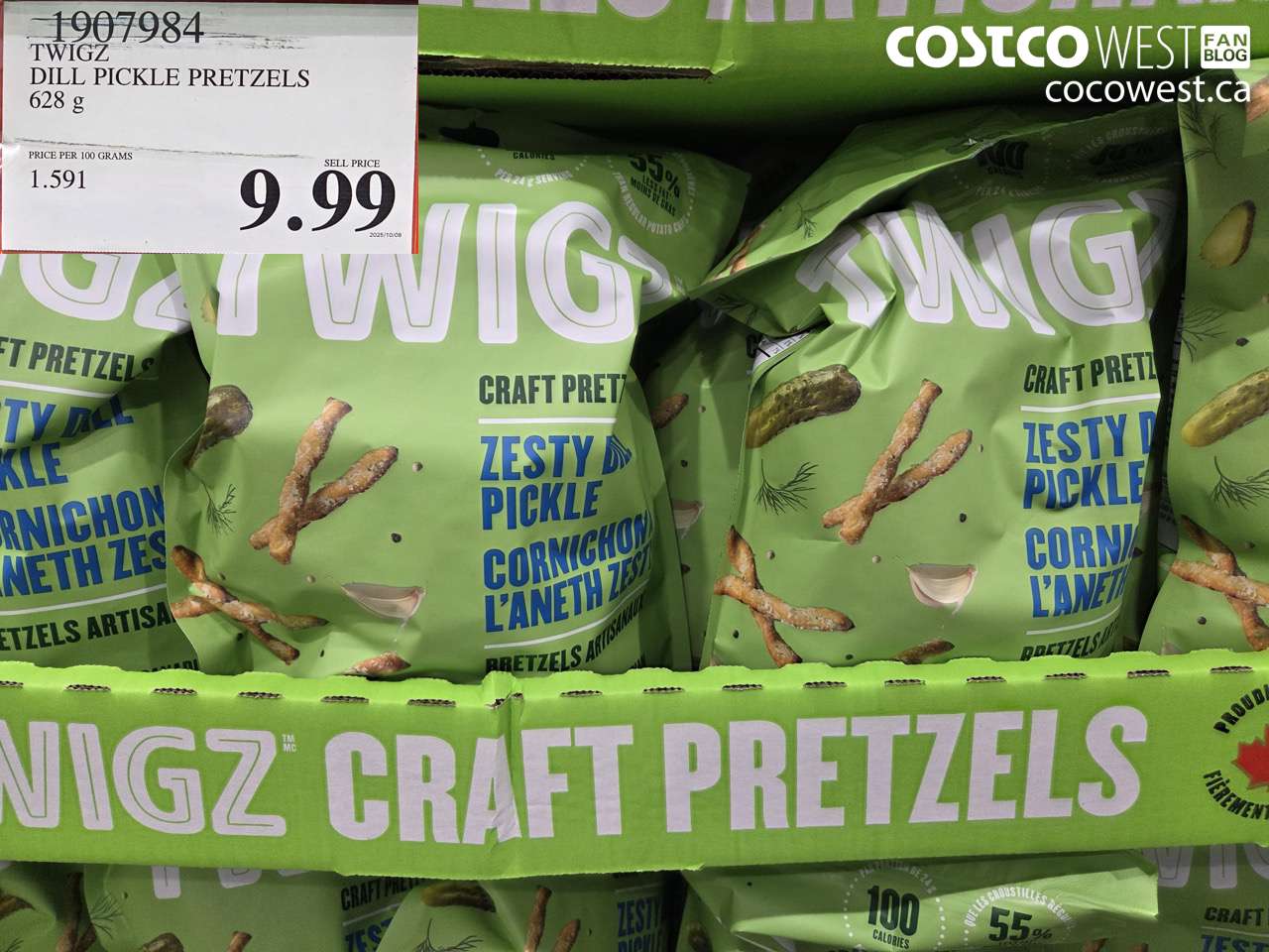 1907984 TWIGZ ZESTY DILL PICKLE PRETZELS 628G $9.99