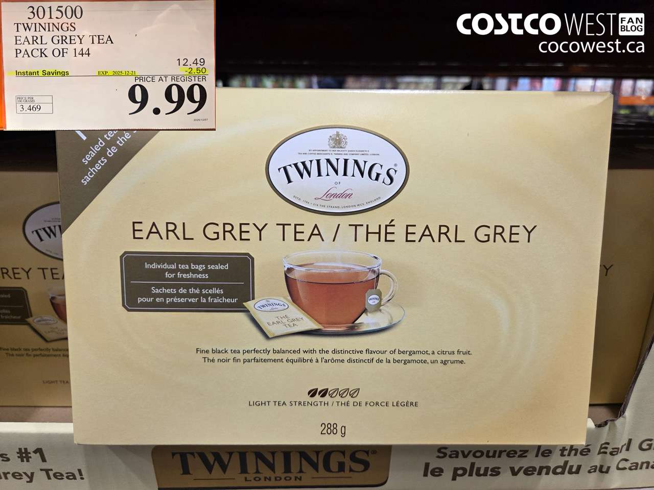 301500 TWININGS EARL GREY TEA 144 COUNT ($2.50 INSTANT SAVINGS EXPIRES ON 2025-12-21) $9.99