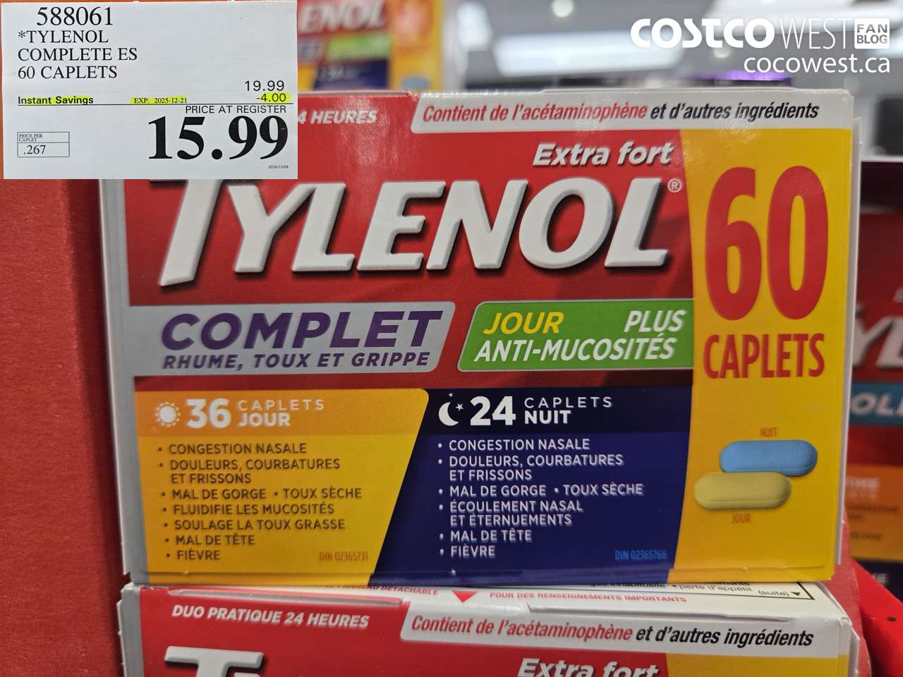 588061 TYLENOL COMPLETE COMPLETE ES 60 CAPS ($4.00 INSTANT SAVINGS EXPIRES ON 2025-12-21) $15.99