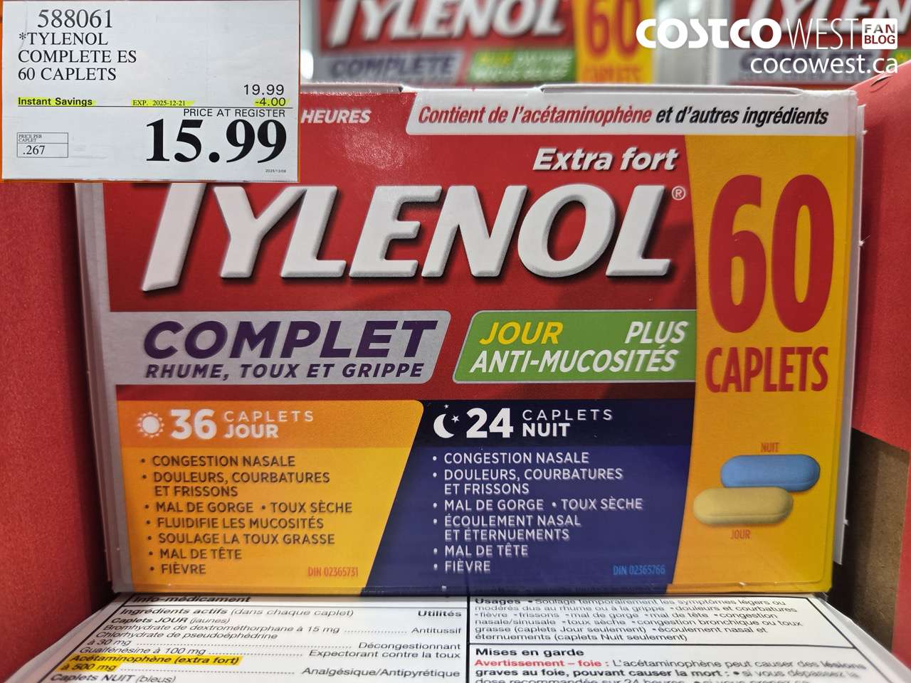 588061 TYLENOL COMPLETE COMPLETE ES 60 CAPS ($4.00 INSTANT SAVINGS EXPIRES ON 2025-12-21) $15.99
