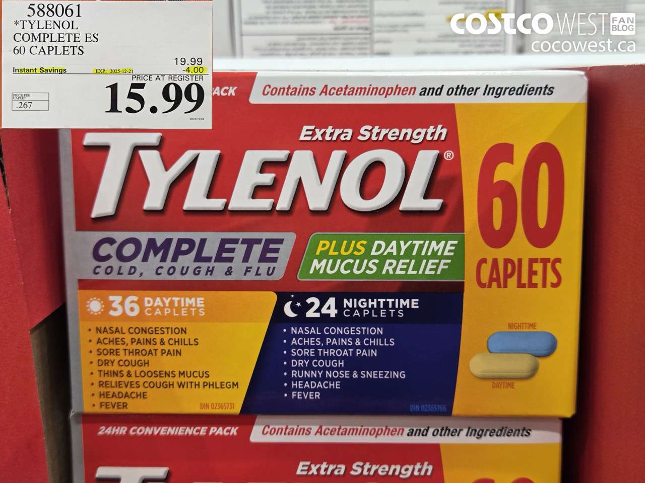 588061 TYLENOL COMPLETE COMPLETE ES 60 CAPS ($4.00 INSTANT SAVINGS EXPIRES ON 2025-12-21) $15.99
