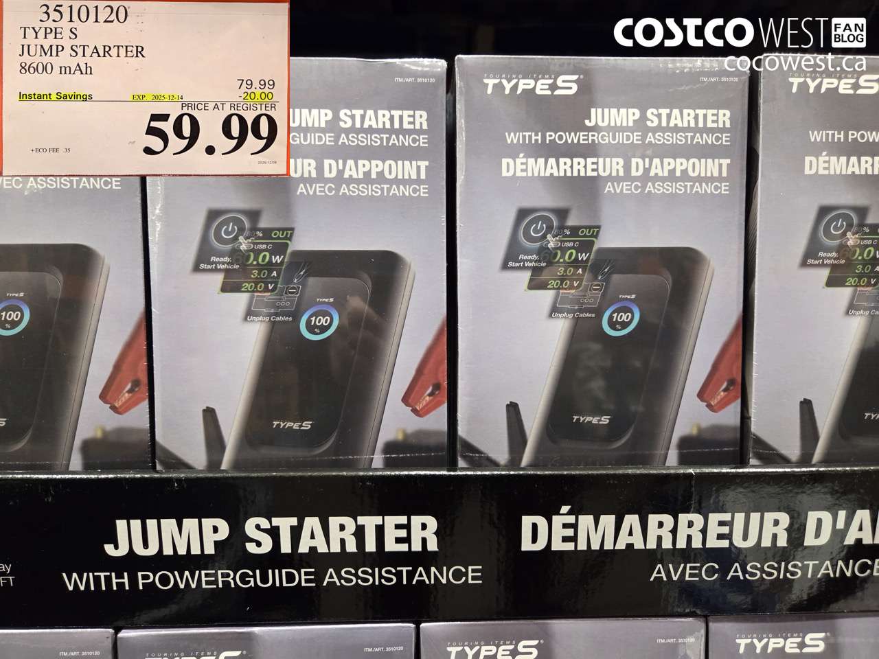 3510120 TYPE S JUMP STARTER 8600 MAH ($20.00 INSTANT SAVINGS EXPIRES ON 2025-12-14) $59.99